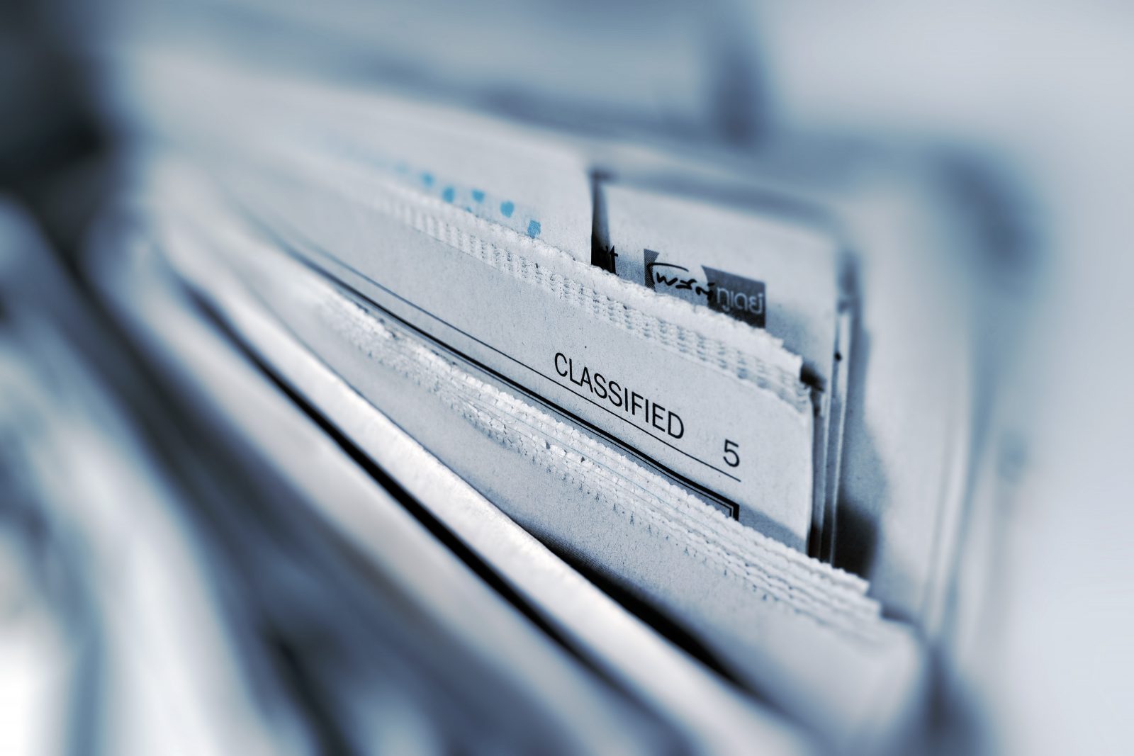 'Classified' newspaper section header